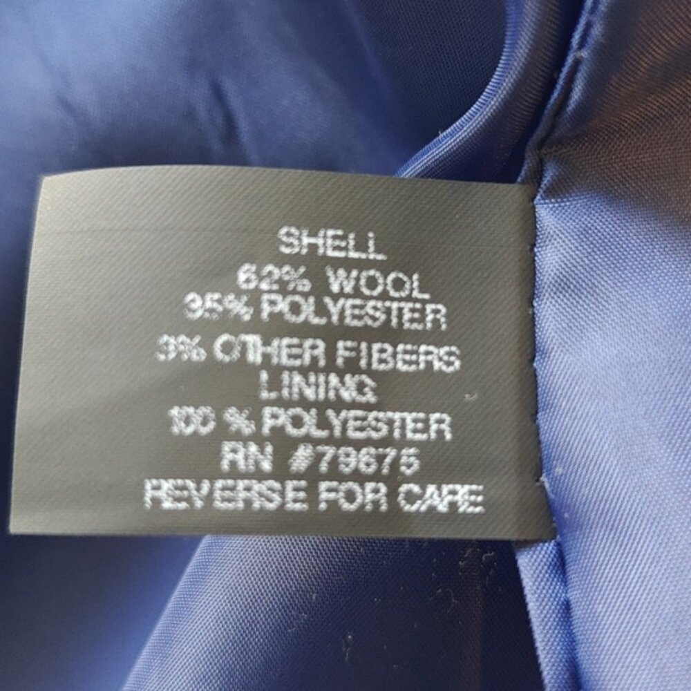 Anne Klein 2X Double-Breasted Peacoat Wool Blend Navy Blue - Picture 7 of 7